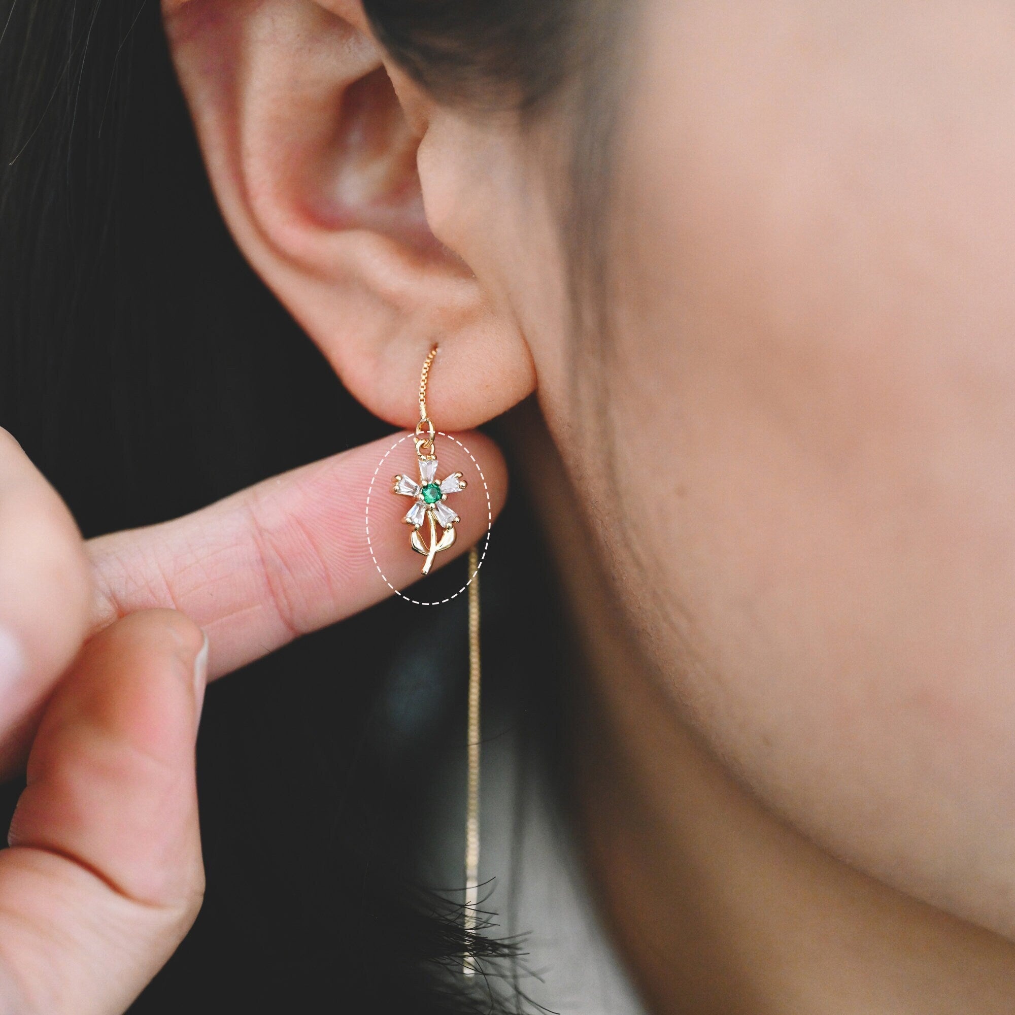 4pcs Gold CZ Flower Charms 13x8mm, 18K Gold plated Brass, Cubic Zirconia Floral Pendants (GB-4130-F)